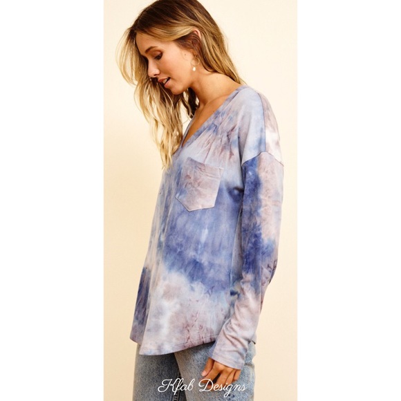 ❤️LAST CHANCE! ONE LEFT! V Neck Super Soft Tie Dye Top! - Picture 8 of 9